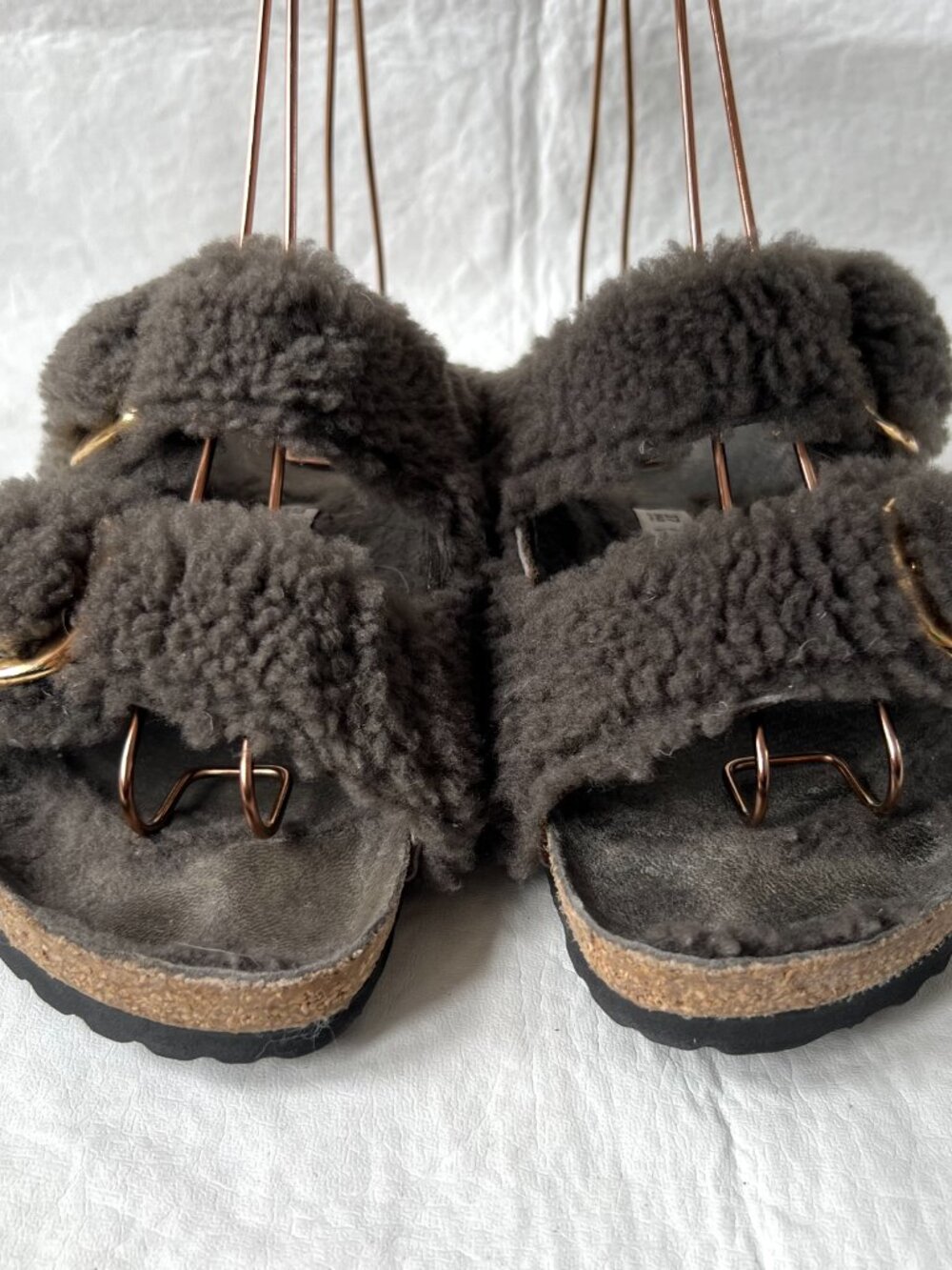 Birkenstock sandals Arizona Big Buckle Shearling teddy gray EU 37 6 6.5 slides - Picture 2 of 13